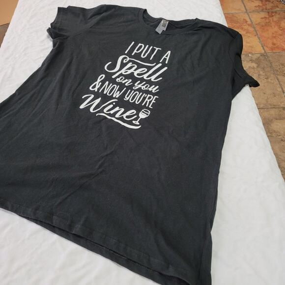 Instant Message "I Put a Spell on You and Now You're Wine" Graphic T-Shirt XL - Picture 2 of 4